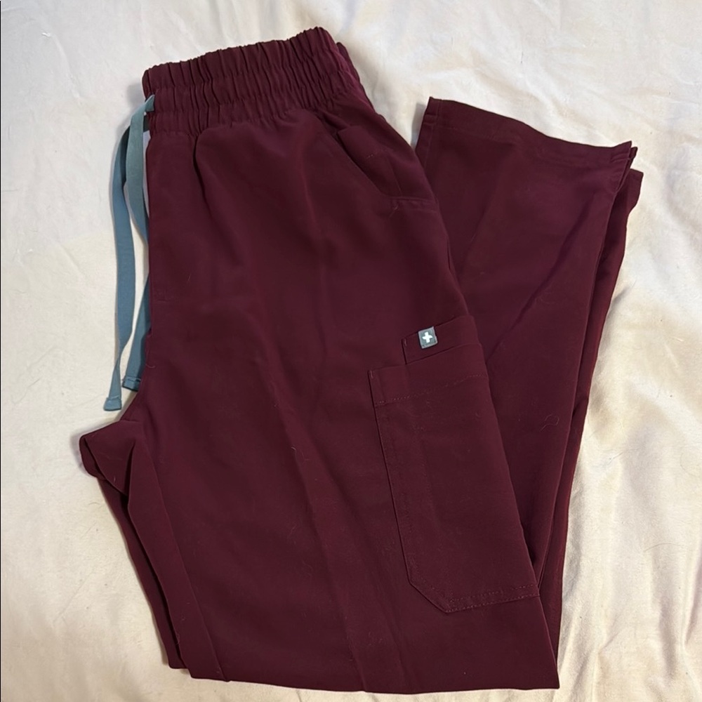 Figs Burgundy Scrub Pants with Pocket